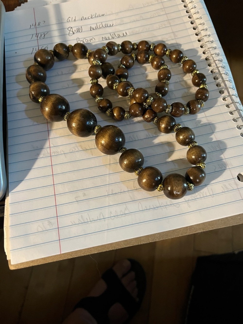 Wood Bead Necklace - Brown 1489